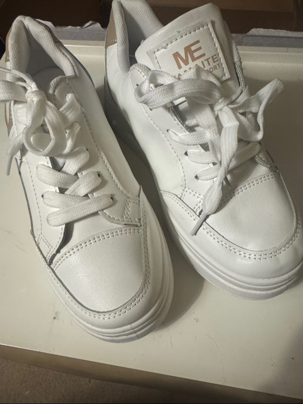 ME Makeover Essentials White Sneakers with Grey Heel Accent - Kids